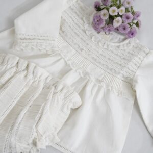 Cotton White Frock with Matching Bloomer