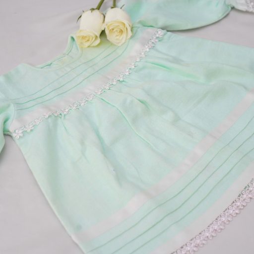 Flannel Baby Frocks With Pintucks,Lace &Ribbon